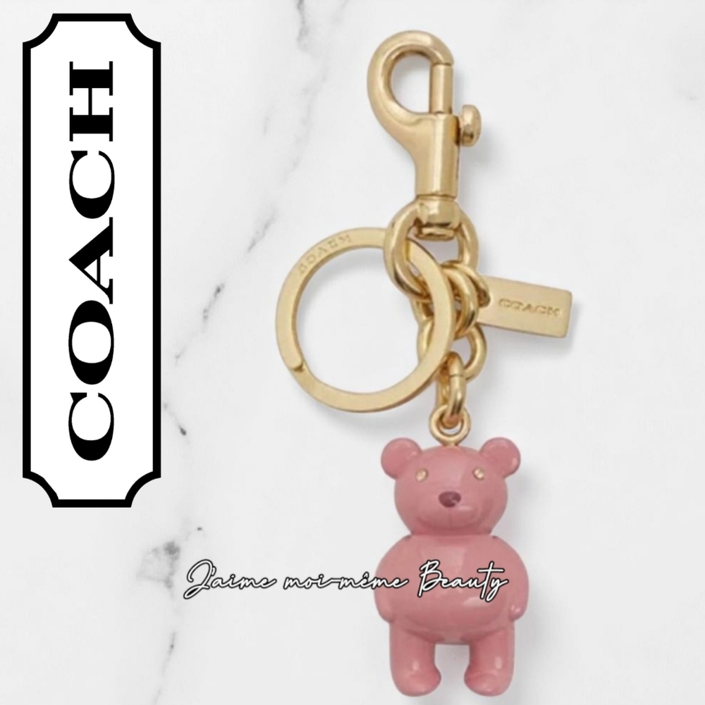 Coach Baby Pink Bear Bag Charm/Keychain With Crystal Eyes Valentine